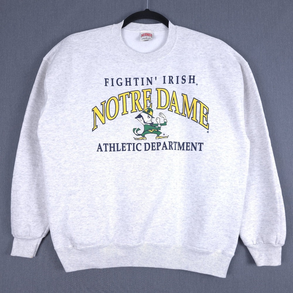 Vintage Nutmeg Notre Dame Sweatshirt Size XL Gray Fightin Irish Pullover‎ USA